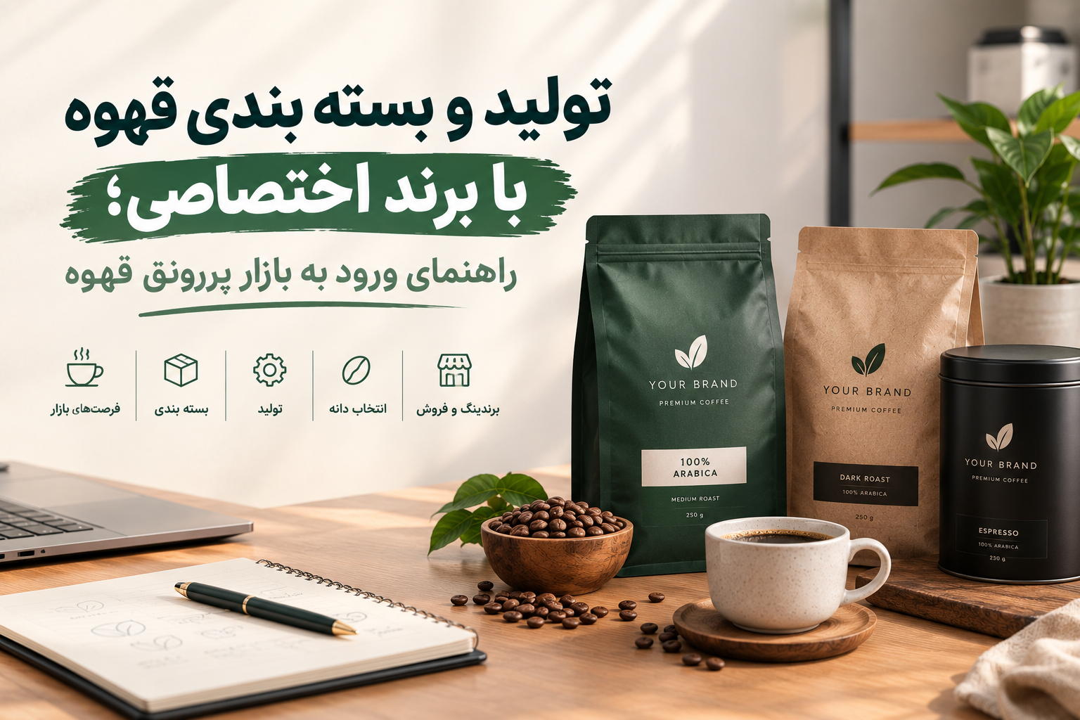 تولید و بسته بندی قهوه با برند اختصاصی؛ راهنمای ورود به بازار پررونق قهوه