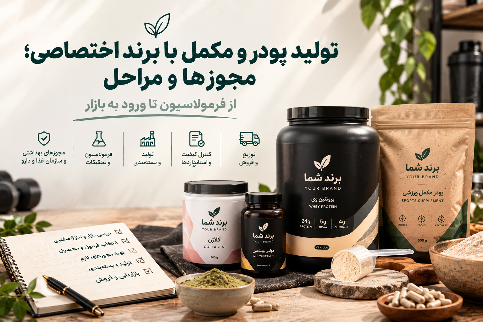 تولید پودر و مکمل با برند اختصاصی؛ مجوزها و مراحل
